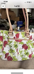 tignanello genuine leather “ Bed Of Roses “ Multicolor Satchel ( No Shoulder Str - Picture 1 of 6