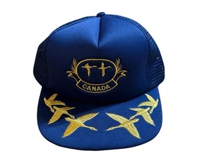 Vintage Canada Gänse bestickt Snapback Mütze blau Trucker SnapBack Cap - Bild 1 von 4