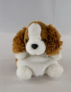 Palm Pals Aurora Dog Brown White Puppy Stuffed Plush Animal Toy Sitting 5 Inch - Picture 1 of 9