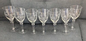 Vintage Arcadia Electra Wasser/Weinglas geätzter Kristall 7er Set - Bild 1 von 15