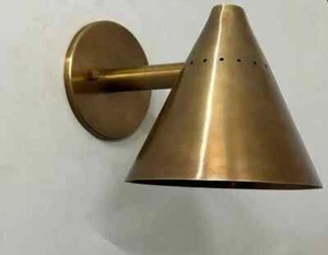 Mid Century Cone Shape Raw Brass Finish - Italian Wall Light Sconce Fixtures - Picture 1 of 5