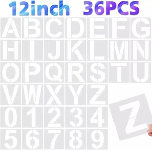 36 Stck. 12 Zoll große Alphabet Buchstaben und Zahlen Schablonen zum Malen auf Holz - Bild 1 von 6