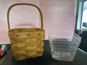 Vintage 1998 Longaberger Single Stationary Handle Basket with Protector! EUC! - Picture 1 of 8