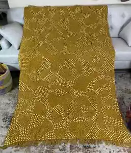 Mara Yellow Handmade Mudcloth Segou Blanket Bogolan Textile Bedsheet Boho Decor - Picture 1 of 10