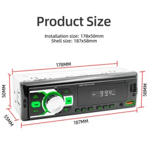 Único DIN Coche Estéreo Bluetooth USB AUX Radio Medios Asistente de Voz Reproductor de MP3 - Imagen 1 de 10