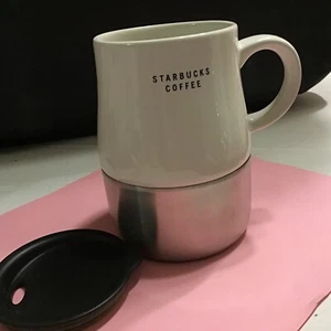 Starbucks 2005 weiße Keramik SS Unterteil Pendler Becher 14 Unzen - Bild 1 von 5