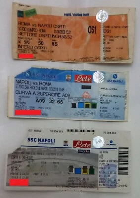 LOTTO 3 BIGLIETTI CALCIO NAPOLI ROMA 31/08/2008(trasferta) + 3/10/2010 3/3/2018 - Immagine 1 di 2