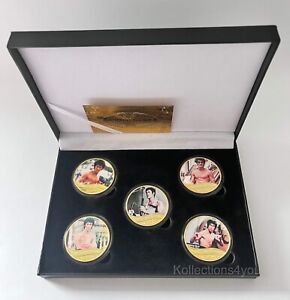 Bruce Lee - Kung Fu Master 5 Gold Plated Coins Box Set / Martial Artist