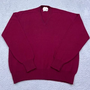 VTG Jack Henry Sweater 100% Pure Lambswool V-Neck Pullover Crimson XL Scotland - Picture 1 of 9