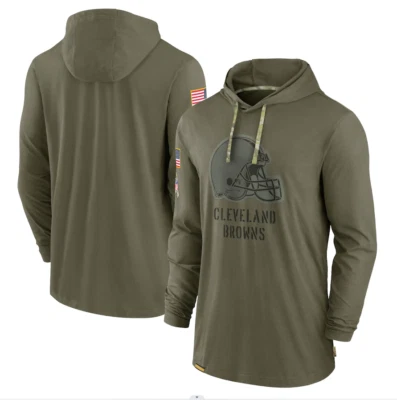 Men's Olive Cleveland 2022 Salute to Service Tonal Pullover Hoodie - Image 1 of 4