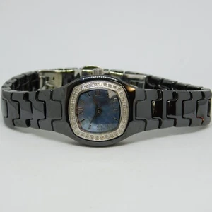 Black Tone Ceramic Quartz Analog Women's Watch Sz. 5 1/2" New Battery - Picture 1 of 10