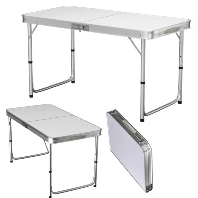 Folding Table Portable Fold Up Tables Camping Garden Party Trestle Dinner Table - Image 1 of 4
