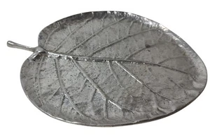 Michael Aram Botanisches Tablett Blatt Schmuck poliertes Aluminium 7,75 x 5,5 in ANSEHEN - Bild 1 von 12