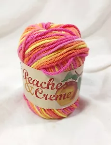 Vintage Peaches & Creme Yarn Candy Colors #1111 Pink Orange Yellow 2oz NEW NOS - Picture 1 of 7
