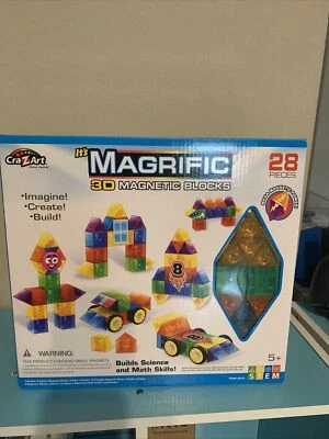 28 Piece Cra-Z-Art Magrific 3D Magnetic Tiles Set Learning Educational STEM Toy - Image 1 of 2