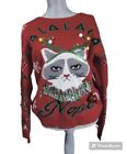 Grumpy Cat Junior Sz Xl 15/17 Ugly Xmas Sweater Embellished Ornaments Nope