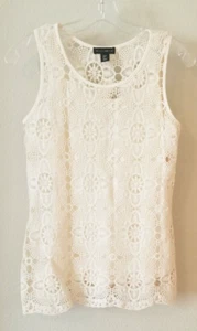 WILLI SMITH Ivory Crochet Sleevless Blouse Size Small EUC - Picture 1 of 3