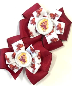 Beautiful Arizona State Sun Devils Inspired pigtail hairbows for girls. - Picture 1 of 2