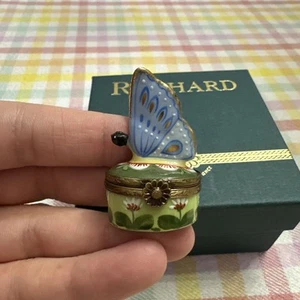 Rochard Limoges Peint Main Miniature Butterfly Trinket Box - Picture 1 of 8