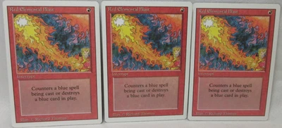RED ELEMENTAL BLAST X3 MAGIC THE GATHERING REVISED VINTAGE MTG TRADING CARD #198 - Image 1 of 4