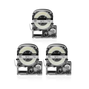3 PIEZAS Compatible con EPSON LK-4TBN KingJim ST12KW 12mm Cinta Negra sobre Etiqueta Transparente - Imagen 1 de 8