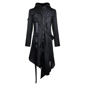Trench CoaT Sudaderas con Capucha Largas Juegos con disfraces Halloween Chaqueta Steampunk Negra Gótica Punk - Imagen 1 de 13