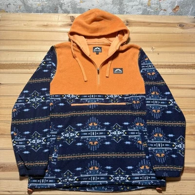 Aztec Southwestern 1/4 Zip Fleece Pullover Hiking Gorpcore Hooded Jacket - Large - Image 1 of 4