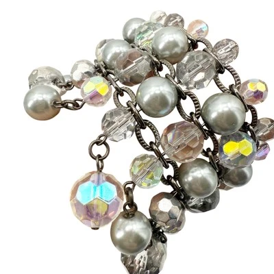 Chico's gray silver & clear beaded Bracelet women's NEW - Image 1 of 4