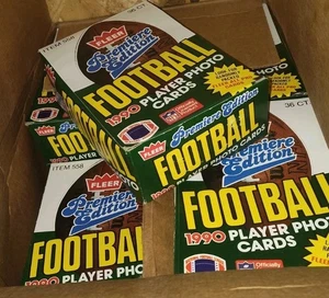 1990 FLEER FOOTBALL WAX BOX 36 sealed Packs 540 Cards Case Fresh (36+ years Old) - Picture 1 of 1