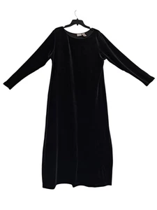 Delicates Damen Maxikleid schwarz Samt Langarm L Stretch Abend - Bild 1 von 5