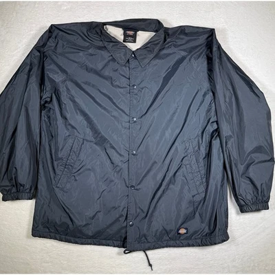 Chaqueta cortavientos Dickies para hombre gris oscuro 2X grande forrada de nailon frontal a presión Foto 1 de 4