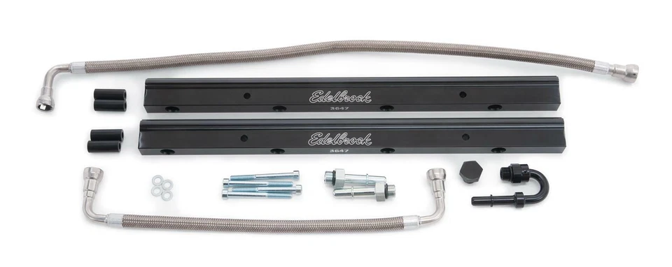 Edelbrock Gen III Fuel Injector Rail Kit -6 AN Black Anodized For Chrysler HEMI - Image 1 of 1