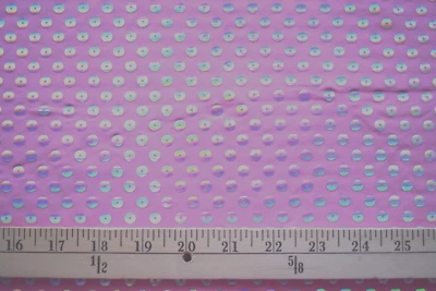 MEDIUM PINK W/SEQUINS  4 WAY STRETCH POLYESTER SPANDEX KNIT FABRIC  66x54 INCHES - Image 1 of 2