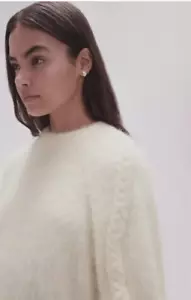 Aje Jumper Size M AU 10 / US 6 Mira Ivory Long Sleeve Alpaca Blend Sweater - Picture 1 of 11