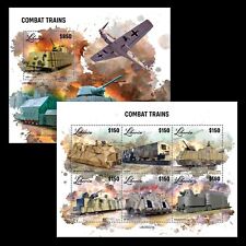 Bojowe wojskowe pociągi pancerne MNH znaczki 2023 Liberia M/S + S/S