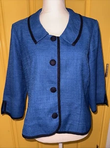 Top donna professionale Leslie Fay taglia 16P blu 4 bottoni carriera - Foto 1 di 4