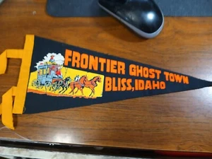 Vintage Frontier Ghost Town Felt  Pennant Bliss Idaho Armed Coach Wagon - Picture 1 of 4