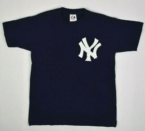 Vintage MLB T-Shirt Derek Jeter Yankees Size S 90s 00s Navy White Screen Print - Picture 1 of 9