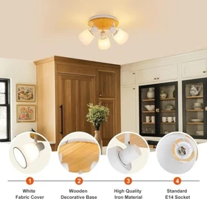 KETOM PLAFONNIER 3 SPOTS LED BLANC ET BOIS NEUF - Picture 1 of 1