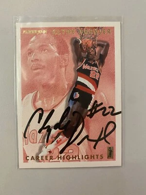 Clyde Drexler signed Fleer Card JSA Cert Free Shipping - Image 1 of 2