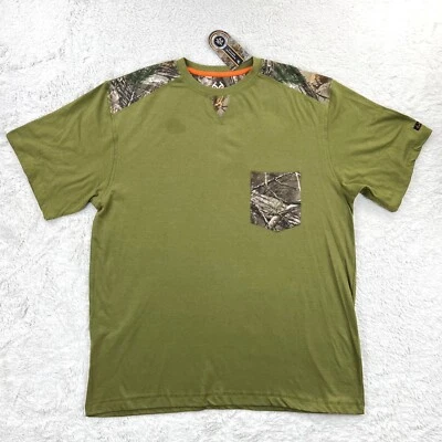 Camiseta de Caza RealTree Para Hombre XL Verde Ejército y Bolsillo Camuflado 100% Algodón - Defecto Foto 1 de 4