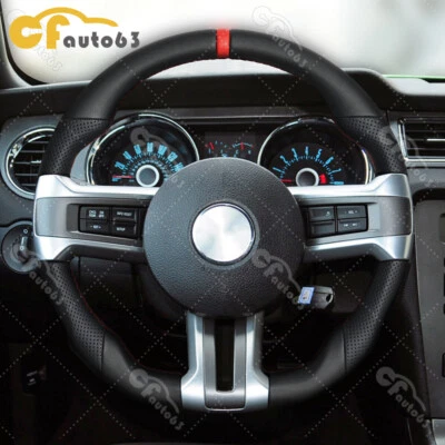 Volante completo de cuero en forma de D apto para Ford Mustang GT 2010-2014 anillo rojo Foto 1 de 4