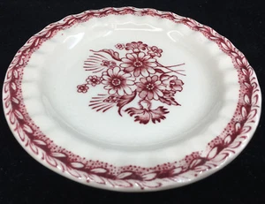 1 Coaster Small Plate Arabia Finland Red Finn Flower White Maroon 4 1/4" - Picture 1 of 4
