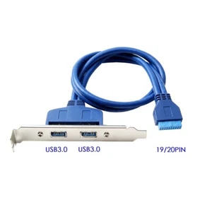 20-Pin Motherboard Header Female to 2x USB 3.0 Female Panel Mount Cable - Picture 1 of 7