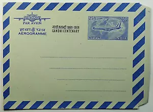 1969 India 25P Aerogramme Gandhi Centenary Mint Postal Stationery Airmail Cover - Picture 1 of 2