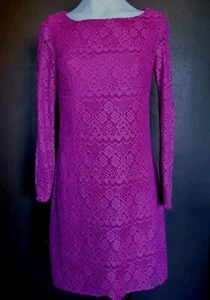 Laundry by Design Hot Pink Lace Dress - Size 4 Lace Long Sleeve Lined - Bild 1 von 5