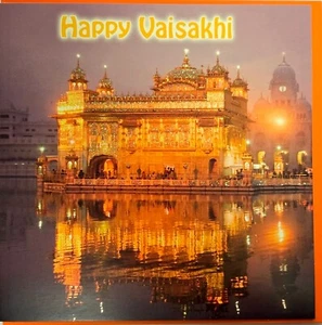 Happy Vaisakhi - 'Baisakhi' Sikh Holy Festival Flittered Finish Greeting Card - Imagen 1 de 1