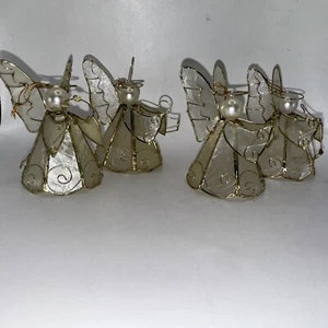 Vtg Set Of 4 Capitz Angel Ornaments Christmas Lightweight Musical Instruments - Picture 1 of 8