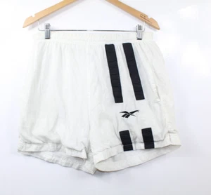 Reebok Men's White & Black Fleece Lined Shorts with Drawstring Size M Medium - Picture 1 of 11