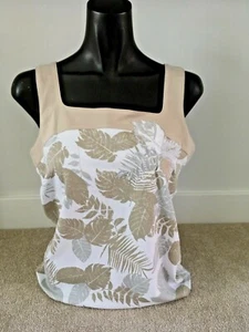 Emreco Ladies 100% Cotton Wide Strap Patterned Vest Top - Latte or Cornflower - Picture 1 of 3